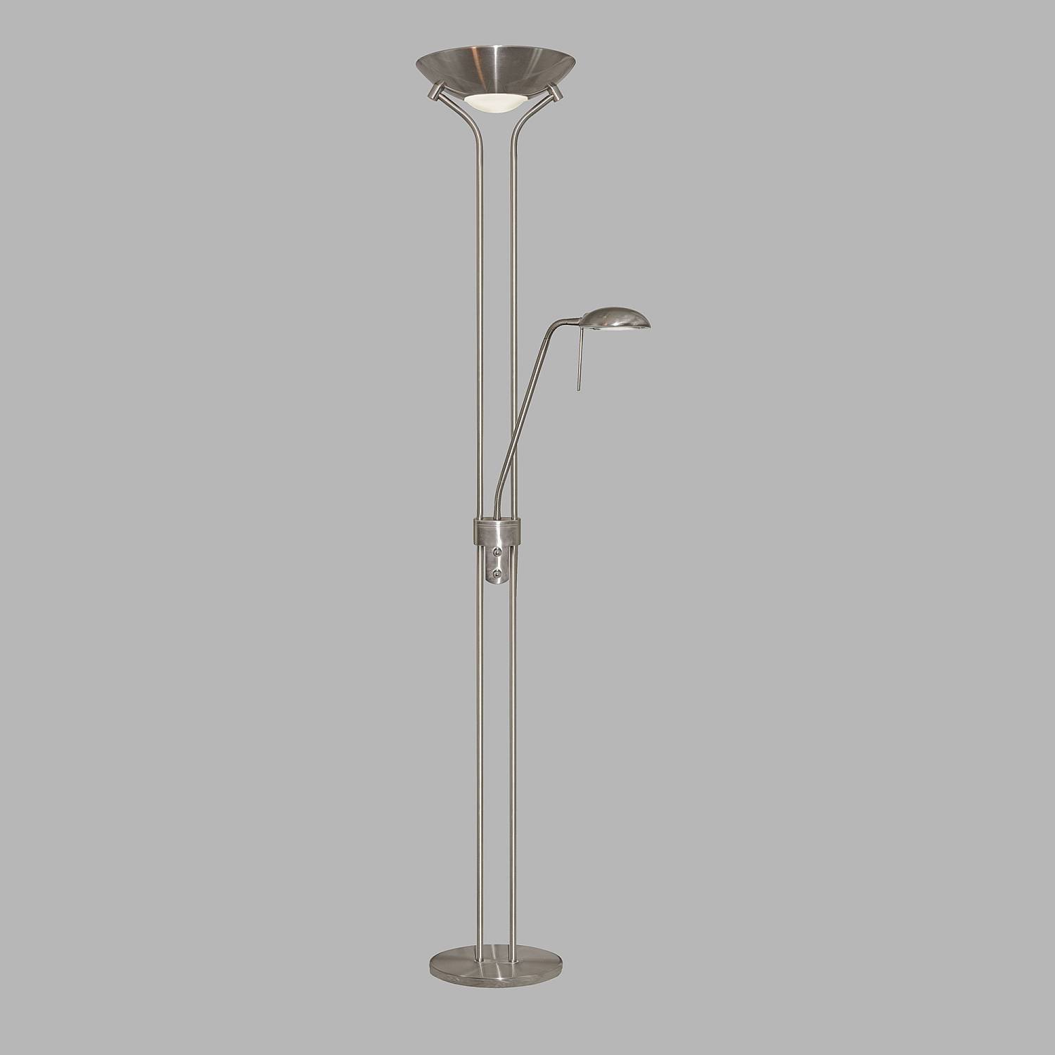 Piantana Contemporaneo Mother Child Acciaio Argento Vetro Trasparente 1 Luce R7S EU4329SS