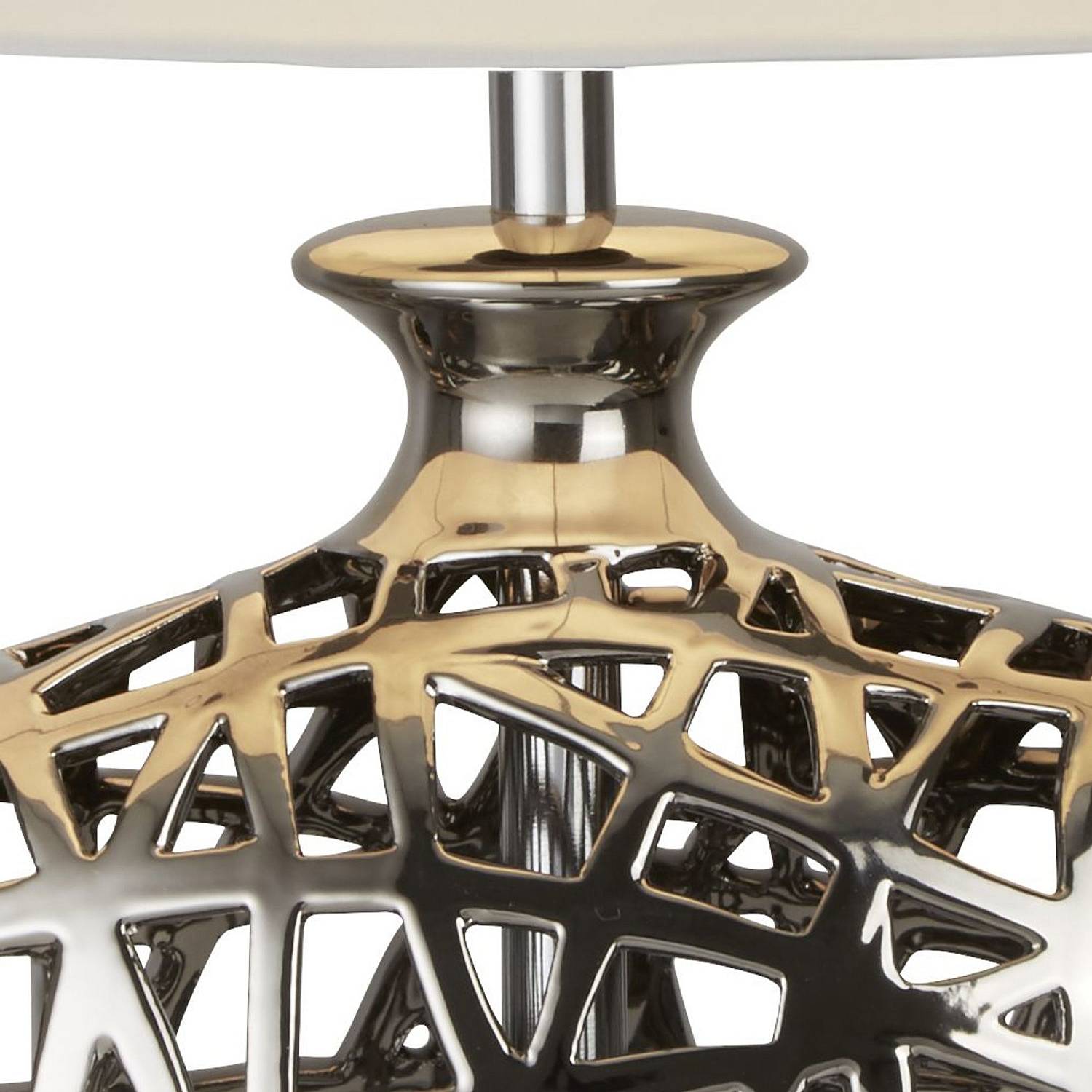 Lampada Da Scrivania Contemporanea Rete Metallo Cromo Tessuto Bianco 1 Luce E27 EU4852CC