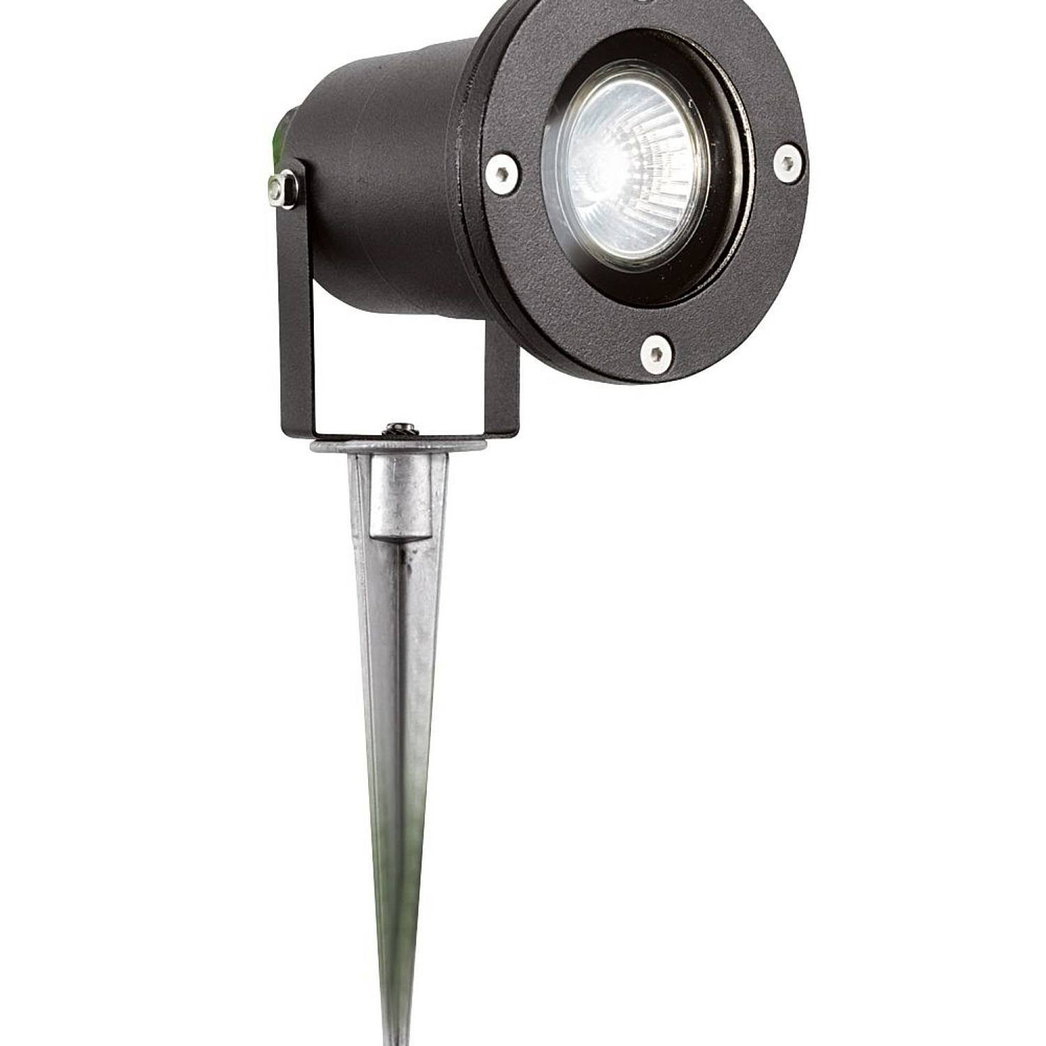 Paletto Da Esterno Moderno Spikey Alluminio Nero Vetro 1 Luce Gu10 EU5001BK-LED