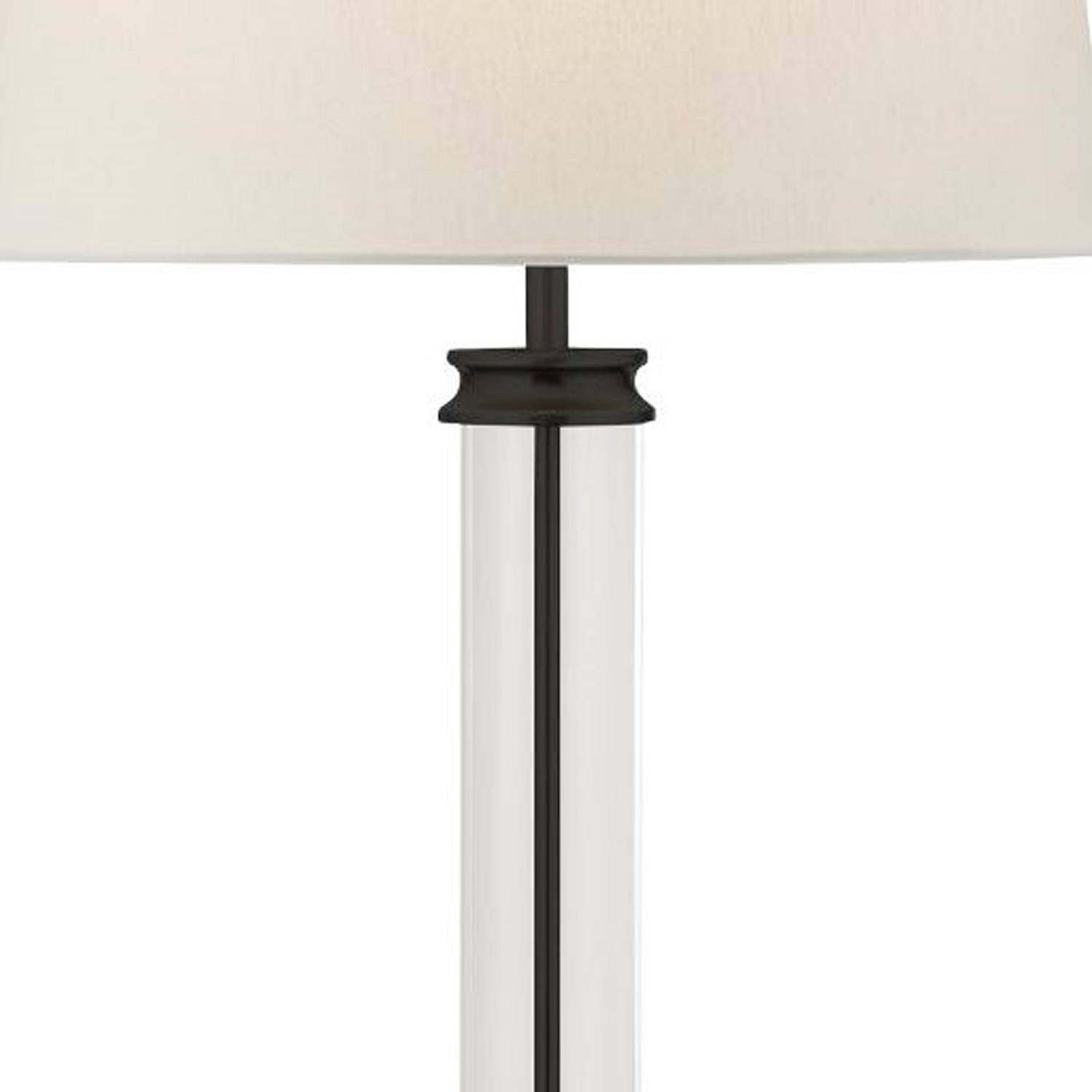 Piantana Contemporaneo Pedestal Acciaio Nero Vetro Bianco 1 Luce E27 EU5142BK