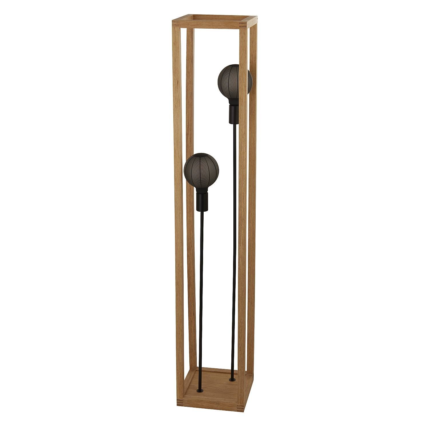 Piantana Industrial-Nordico Square Legno Marrone Nero 2 Luci E27 EU54742-2NA