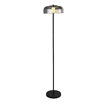 Piantana Contemporaneo Frisbee Acciaio Nero Vetro Led 9,57W 3000K