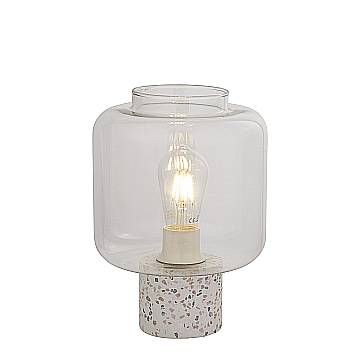 Abatjour Contemporaneo Nave Cemento Bianco Vetro Trasparente 1 Luce E27