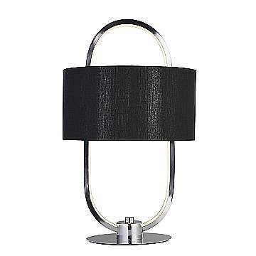Lampada Scrivania Contemporanea Madrid Acciaio Cromo Tessuto Nero Led 10W 3000K