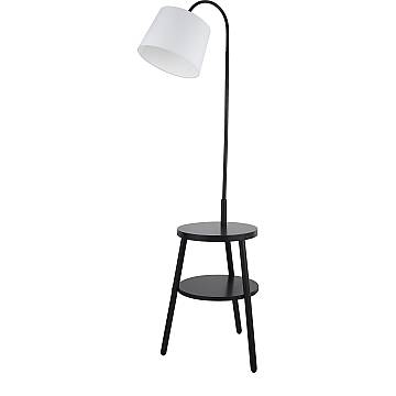 Piantana Contemporaneo Cresta Acciaio Bianco Legno Nero 1 Luce E27 EU74730BK