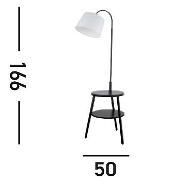 Piantana Contemporaneo Cresta Acciaio Bianco Legno Nero 1 Luce E27 EU74730BK