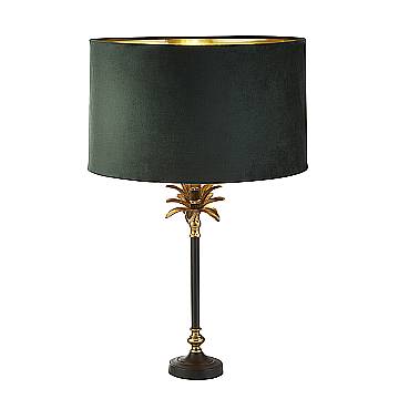 Lampada Da Scrivania Contemporanea Palma Ottone Nero Velluto Verde 1 Luce E27