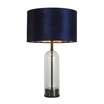 Lampada Scrivania Oxford Acciaio Ottone Tessuto Blu Scuro 1 Luce E27
