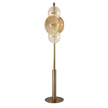 Piantana Contemporaneo Wagon Wheel Acciaio Adjustable Vetro 6 Luci G9