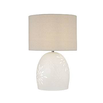 Lampada Da Scrivania Contemporanea Cora Ceramica Bianco Tessuto Beige 1 Luce E27 Lampada Da Scrivania Contemporanea Cora Ceramica Bianco Tessuto Beige 1 Luce E27