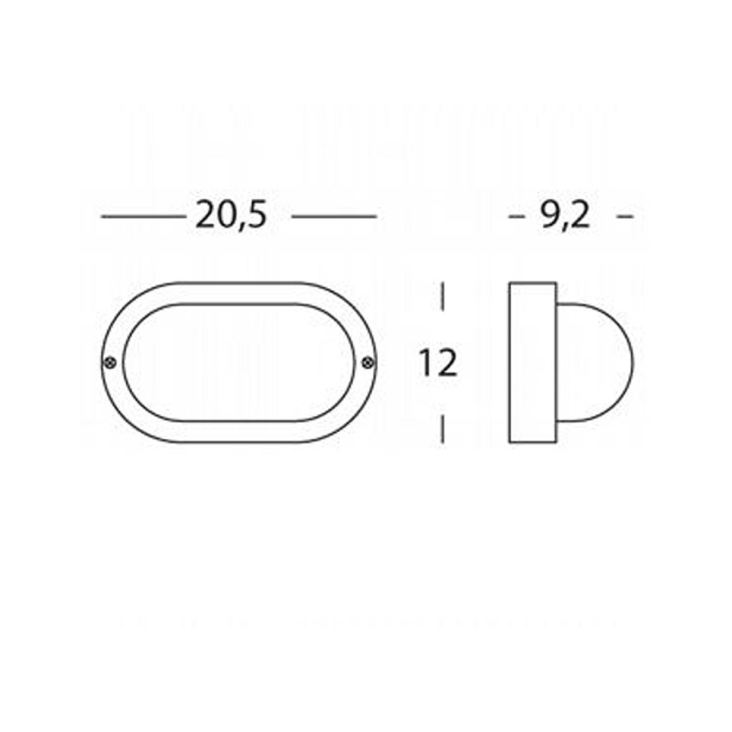 Plafoniera Da Esterno Contemp. Echo Ovale Termoplastica E Vetro Nero 1 Luce E27 45/06