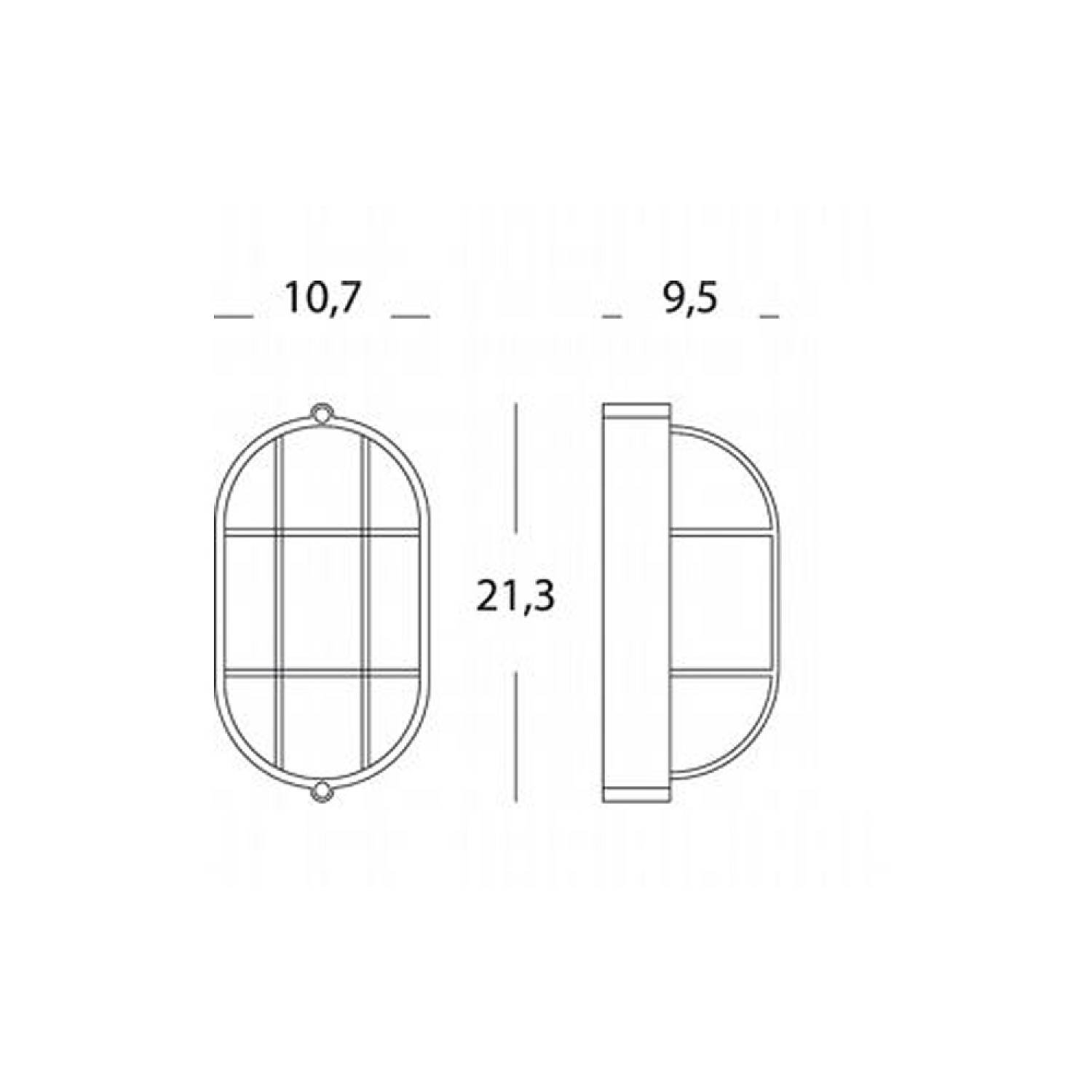 Applique Da Esterno Industriale Ovale Alluminio E Vetro Nero 1 Luce E27 702/06