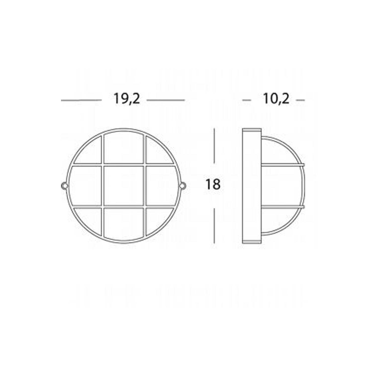 Applique Piccola Gabbia Industriale Tonda Alluminio E Vetro Nero 1 Luce E27 782/06