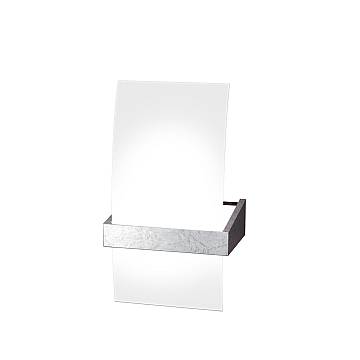 Applique Contemporanea Wood Metallo Foglia Argento Vetro Bianco 1 Luce G9