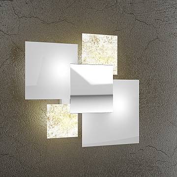 Applique Contemporanea Shadow Metallo Bianco Vetro Foglia Oro 4 Luci E27 46Cm Applique Contemporanea Shadow Metallo Bianco Vetro Foglia Oro 4 Luci E27 46Cm