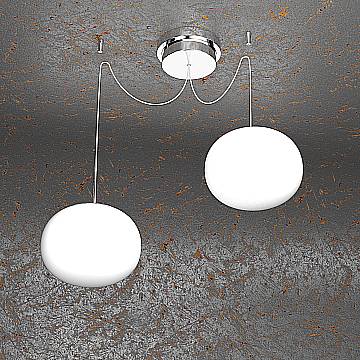 Sospensione Contemp Decentratori Soft Metallo Cromo Vetro Acidato Opaco 2 E14