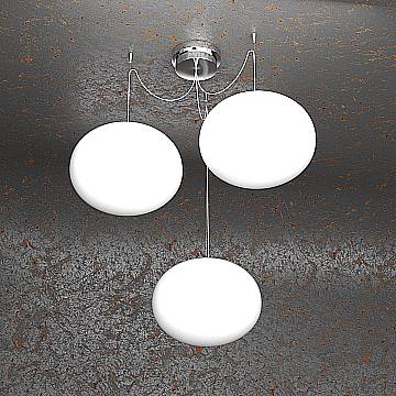 Sospensione Contemp Decentratori Soft Metallo Cromo Vetro Opaco 3 Luci E27 28Cm