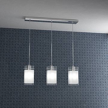 Sospensione Contemporanea Wild Metallo Cromo Vetro Satinato 3 Luci E27 Sospensione Contemporanea Wild Metallo Cromo Vetro Satinato 3 Luci E27