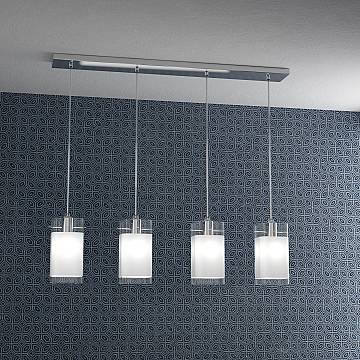 Sospensione Contemporanea Wild Metallo Cromo Vetro Satinato 4 Luci E27 Sospensione Contemporanea Wild Metallo Cromo Vetro Satinato 4 Luci E27