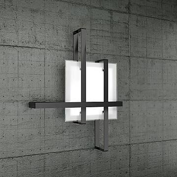 Plafoniera Industrial-Minimal Cross Metallo Nero Vetro Bianco 2 Luci E27 70Cm