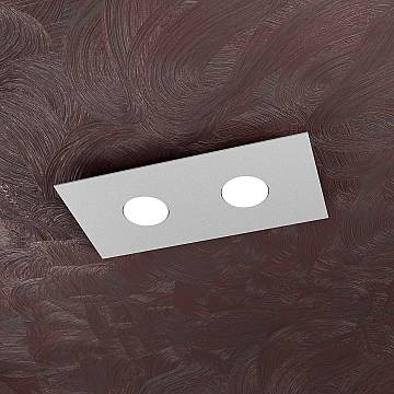 Plafoniera Moderna Rettangolare Area Metallo Grigio 2 Luci Gx53 Plafoniera Moderna Rettangolare Area Metallo Grigio 2 Luci Gx53