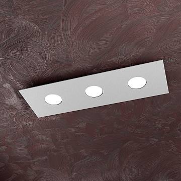 Plafoniera Moderna Rettangolare Area Metallo Grigio 3 Luci Gx53 Plafoniera Moderna Rettangolare Area Metallo Grigio 3 Luci Gx53