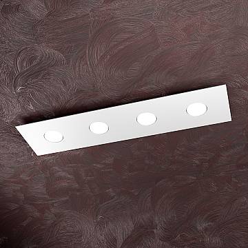 Plafoniera Moderna Rettangolare Area Metallo Bianco 4 Luci Gx53 Plafoniera Moderna Rettangolare Area Metallo Bianco 4 Luci Gx53