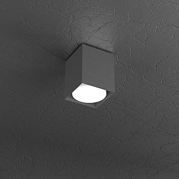 Plafoniera Moderna Cubica Plate Metallo Antracite 1 Luce Gx53 10Cm
