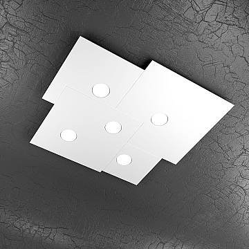 Plafoniera Moderna Plate Metallo Bianco 5 Luci Gx53 Plafoniera Moderna Plate Metallo Bianco 5 Luci Gx53
