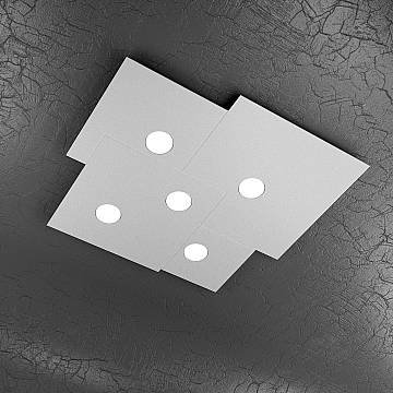 Plafoniera Moderna Plate Metallo Grigio 5 Luci Gx53 Plafoniera Moderna Plate Metallo Grigio 5 Luci Gx53