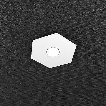 Plafoniera Industrial-Minimal Hexagon Metallo Bianco 1 Luce Led 12W
