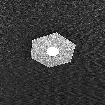 Plafoniera Industrial-Minimal Hexagon Metallo Foglia Argento 1 Luce Led 12W