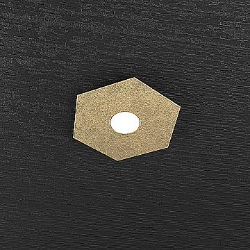 Plafoniera Industrial-Minimal Hexagon Metallo Foglia Oro 1 Luce Led 12W