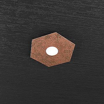Plafoniera Industrial-Minimal Hexagon Metallo Foglia Rame 1 Luce Led 12W