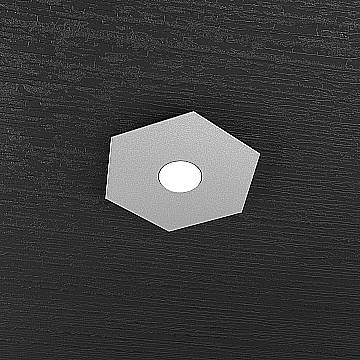 Plafoniera Industrial-Minimal Hexagon Metallo Grigio 1 Luce Led 12W