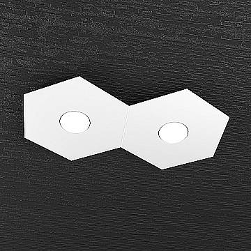 Plafoniera Industrial-Minimal Hexagon Metallo Bianco 2 Luci Led 12X2W