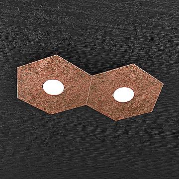 Plafoniera Industrial-Minimal Hexagon Metallo Foglia Rame 2 Luci Led 12X2W