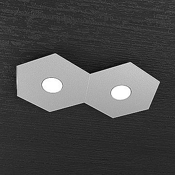 Plafoniera Industrial-Minimal Hexagon Metallo Grigio 2 Luci Led 12X2W