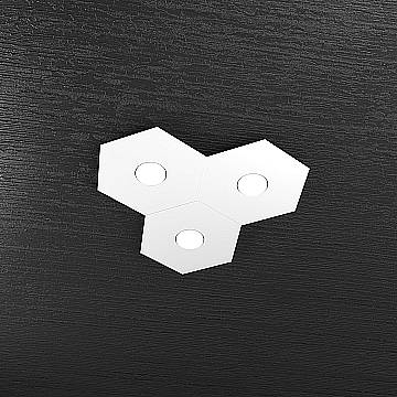 Plafoniera Industrial-Minimal Hexagon Metallo Bianco 3 Luci Led 12X3W