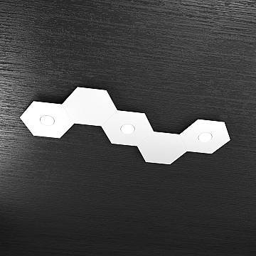 Plafoniera Industrial-Minimal 5 Moduli Hexagon Metallo Bianco 3 Luci Led 12X3W Plafoniera Industrial-Minimal 5 Moduli Hexagon Metallo Bianco 3 Luci Led 12X3W