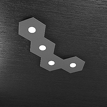 Plafoniera Industrial-Minimal Hexagon Metallo Antracite 4 Luci Led 12X4W