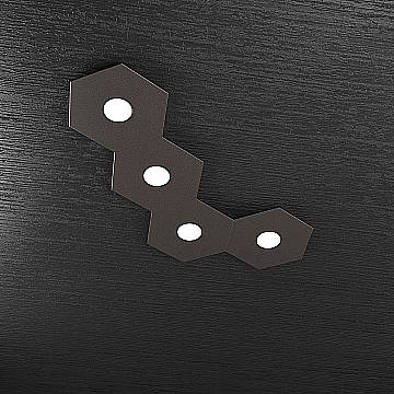 Plafoniera Industrial-Minimal Hexagon Metallo Marrone 4 Luci Led 12X4W
