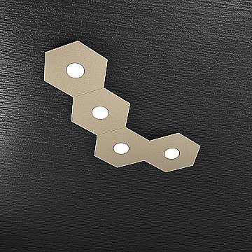 Plafoniera Industrial-Minimal Hexagon Metallo Sabbia 4 Luci Led 12X4W