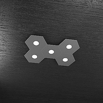 Plafoniera Industrial-Minimal Hexagon Metallo Antracite 5 Luci Led 12X5W
