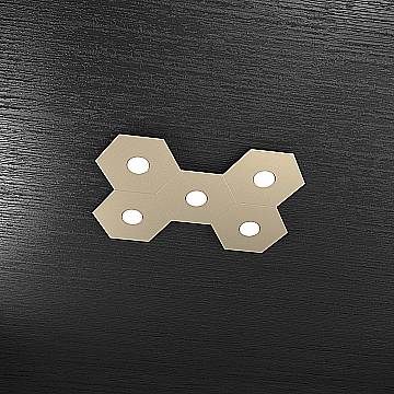 Plafoniera Industrial-Minimal Hexagon Metallo Sabbia 5 Luci Led 12X5W