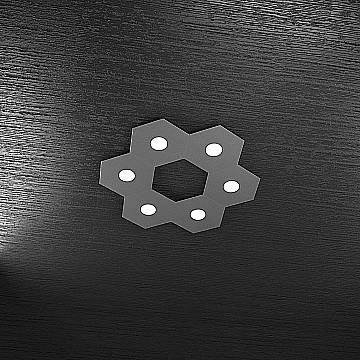 Plafoniera Industrial-Minimal Hexagon Metallo Antracite 6 Luci Led 12X6W
