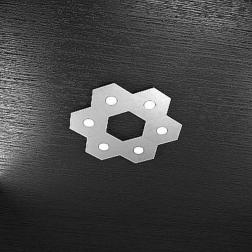 Plafoniera Industrial-Minimal Hexagon Metallo Grigio 6 Luci Led 12X6W