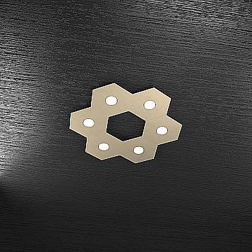 Plafoniera Industrial-Minimal Hexagon Metallo Sabbia 6 Luci Led 12X6W
