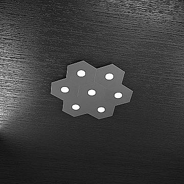 Plafoniera Industrial-Minimal Hexagon Metallo Antracite 7 Luci Led 12X7W
