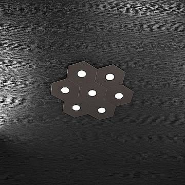 Plafoniera Industrial-Minimal Hexagon Metallo Marrone 7 Luci Led 12X7W